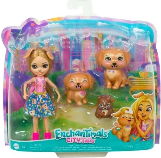 Enchantimals Puppe Gerika Golden Retriever mit Welpen und Eichhörnchen
