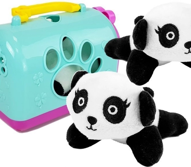 Mini Plüschpanda mit tragbarem Kasten