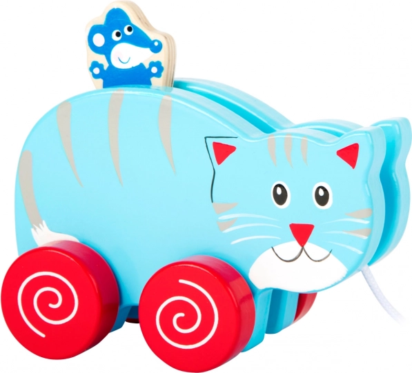 Holz-Ziehtier Katze mit Maus small foot