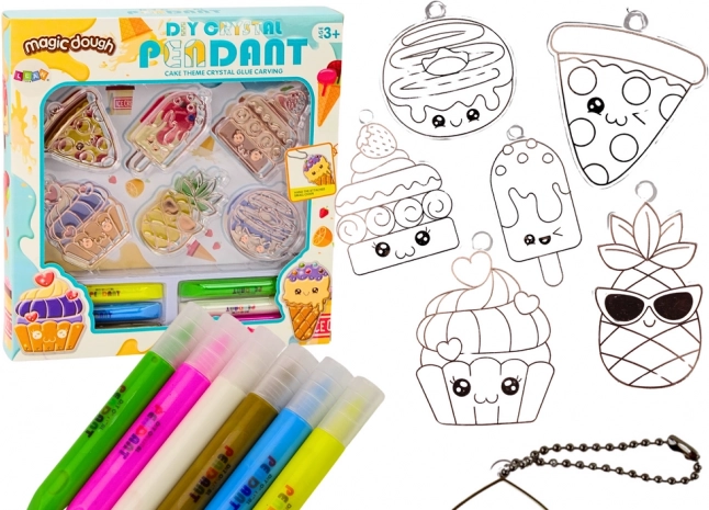 Kreativset Glasmal-Anhänger – Cupcake, Pizza und Ananas