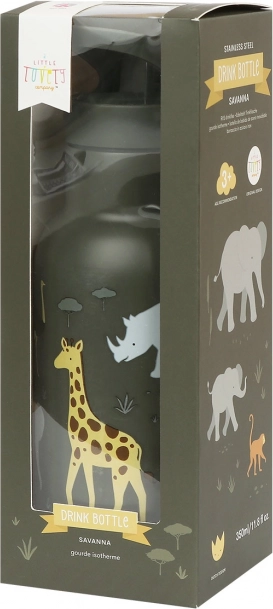 A Little Lovely Company Trinkflasche aus Edelstahl 500 ml – Tiere der Savanne
