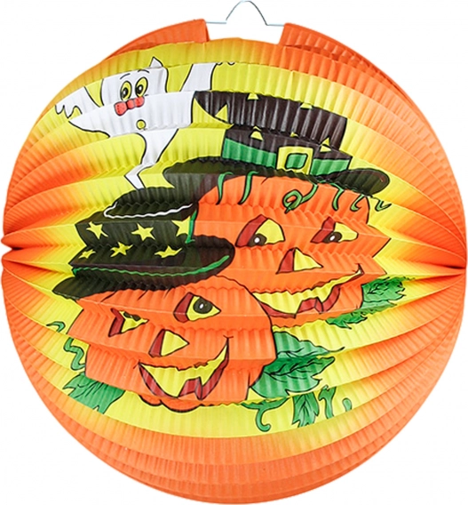 Halloween-Lampion mit Motiv fröhlicher Kürbisse