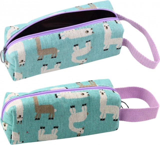 Schulmäppchen mit Lamas blau