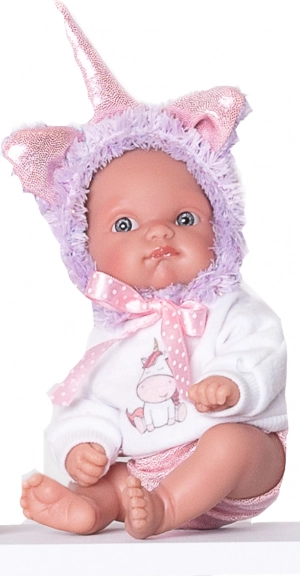 Realistische Babypuppe Einhorn lila 21 cm ANTONIO JUAN