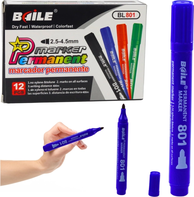 permanenter, wasserfester Marker blau 2,5–4,5 mm