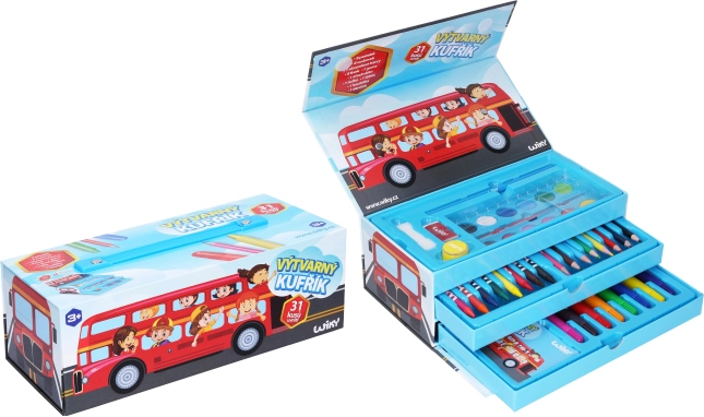Kreativkoffer für Kinder mit Busmotiv, 31-tlg.