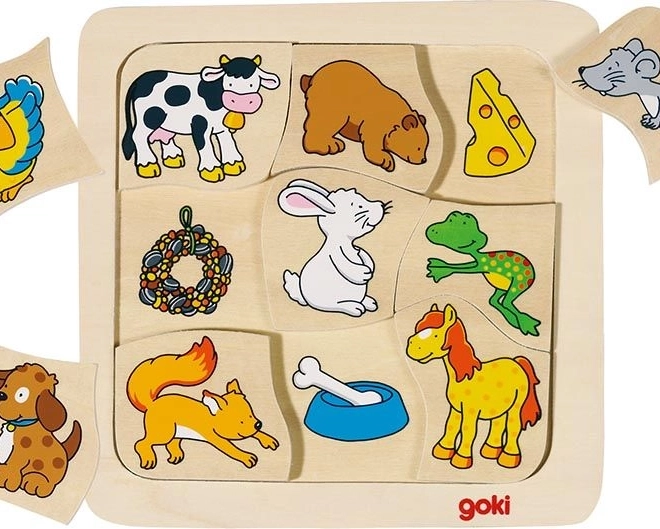 GOKI Holzpuzzle Wer isst was? 9 Teile