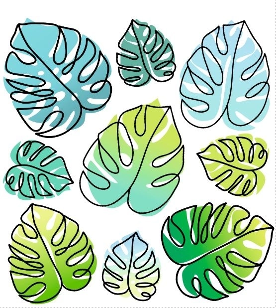 Bügelbilder mit Monstera-Blättern 15 × 21 cm