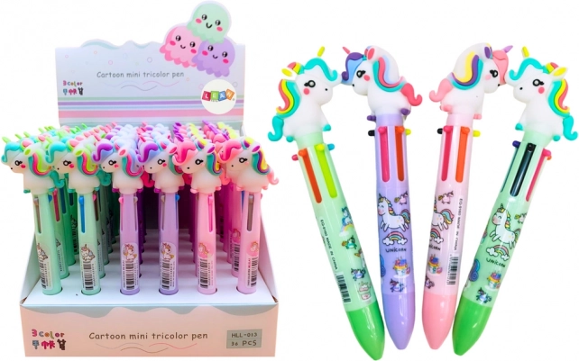 Automatischer mehrfarbiger Einhorn-Kugelschreiber, 3 Farben
