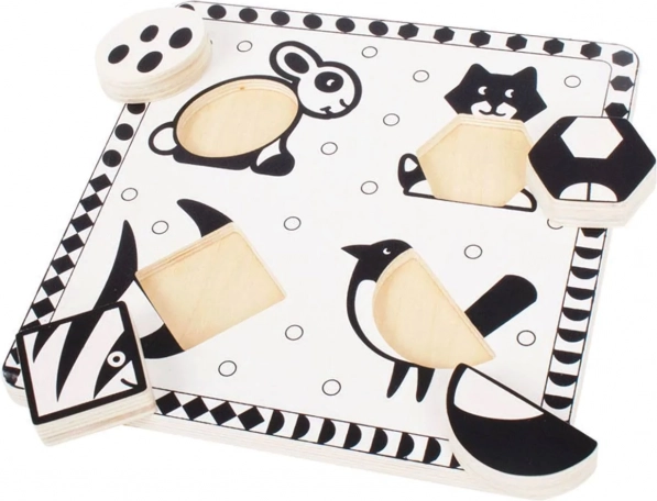 Bigjigs Toys Holz-Steckpuzzle Schwarz-Weiß Formen