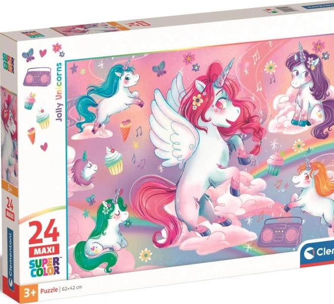 Maxi-Puzzle 24 Teile Fröhliche Einhörner CLEMENTONI