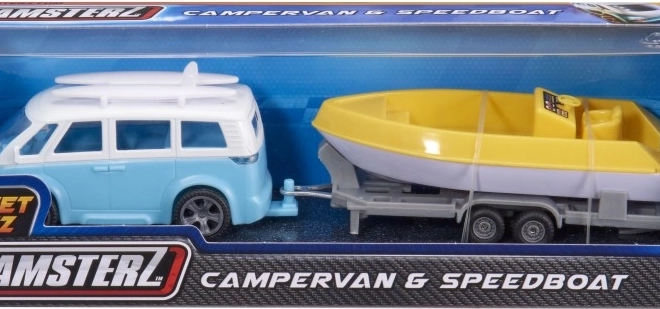 Spielset Teamsterz Wohnmobil mit Anhänger und Boot