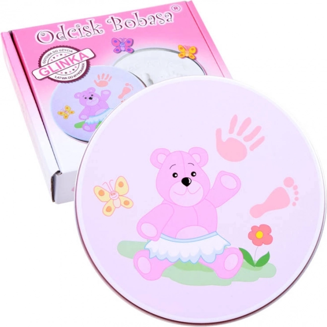 Babys Handabdruck Erinnerungsset mit Knete – Rosa