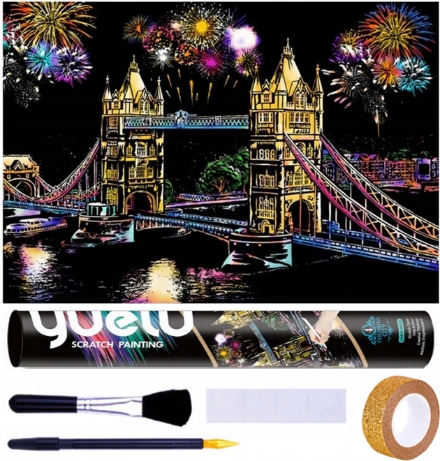 Kratzen Bild London Tower Bridge 75x52 cm