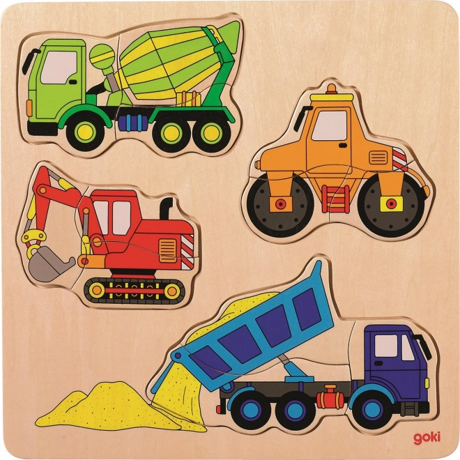 Holzpuzzle-Baumaschinen