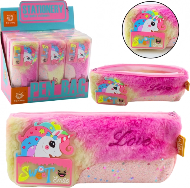 Plüsch Federmäppchen mit Einhorn rosa