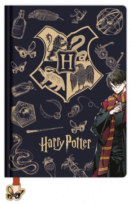 Harry Potter liniertes Notizbuch A5 Navy & Gold