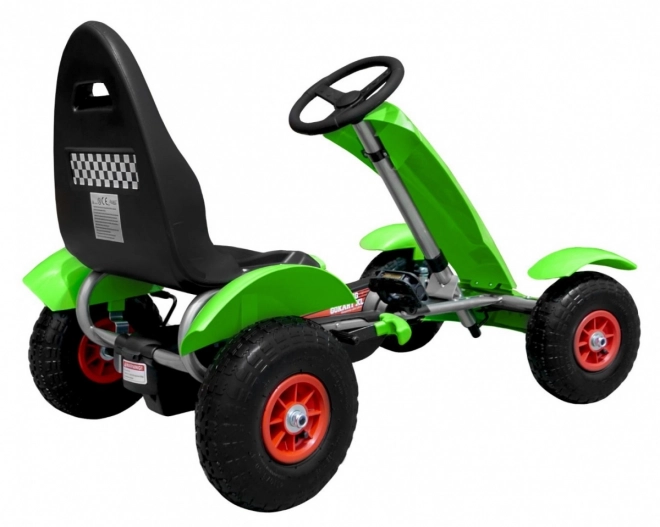 Rennpedal-Gokart XL für Kinder 3+ Grün + Aufblasbare Räder + Verstellbarer Sitz + Leerlauf
