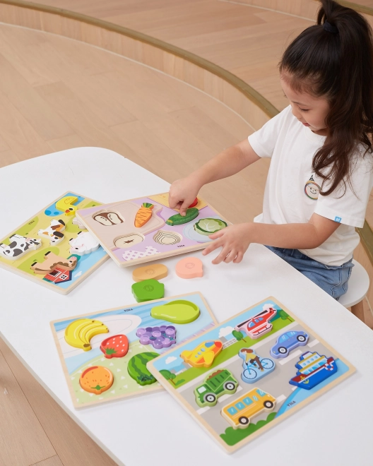 Viga Holzpuzzle Montessori Bauernhof Tiere
