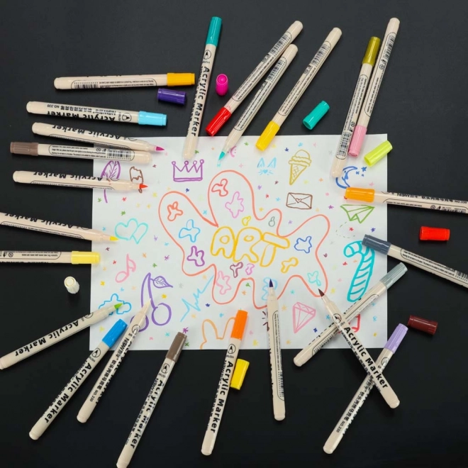Wasserfeste Acrylmarker für Stoffe und Steine, Set mit 48 Stück