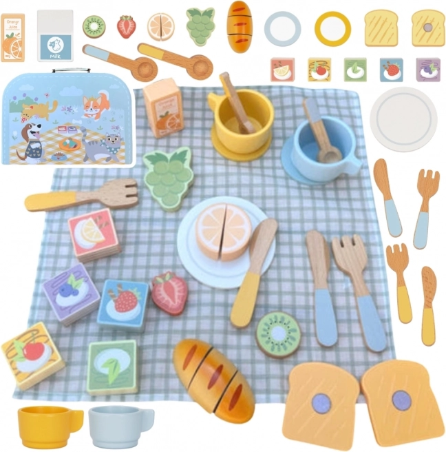 Holz-Picknick-Set mit Früchten zum Schneiden
