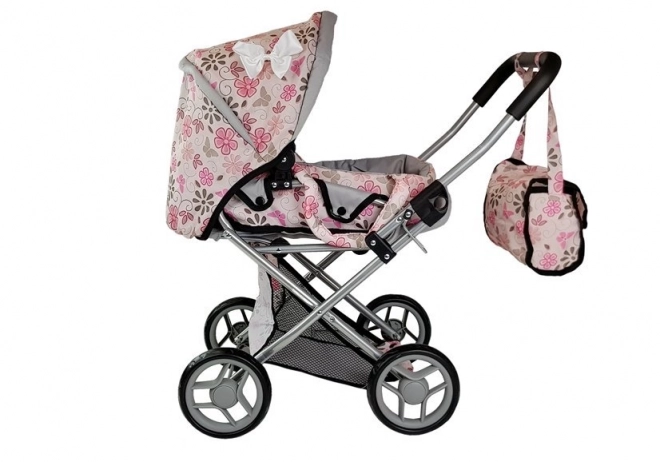 Puppenwagen Alice mit Tragetasche Rosé Blumenmuster