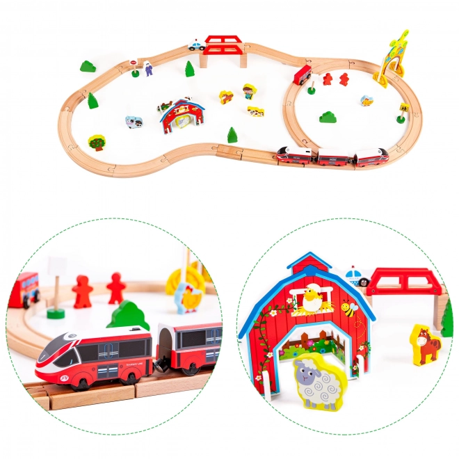 Holzeisenbahn-Set mit Batterie Ecotoys