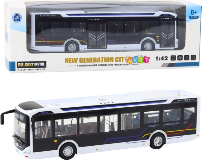 Metall-Stadtbus mit Licht und Sound 1:42 weiß