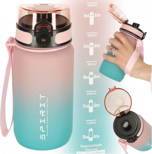 Sportflasche mit Trinkstutzen 600 ml rosa-blau