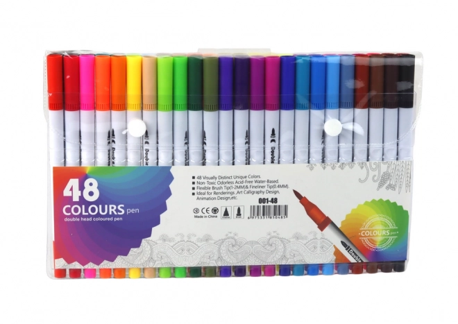 Doppelseitige Marker Set 48 Stück Verschiedene Farben im Organizer
