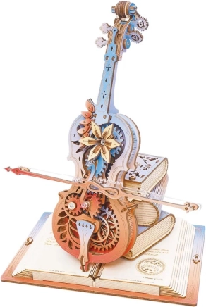 robo time 3d hölzerne spieluhr magisches violoncello – mechanisches puzzle