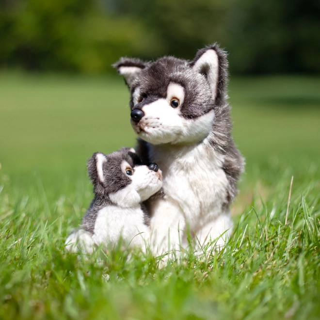 Plüschwolf mit Jungtier 27cm umweltfreundlich