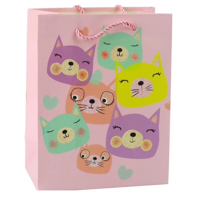 Geschenktasche mit Katzen, glitzernd