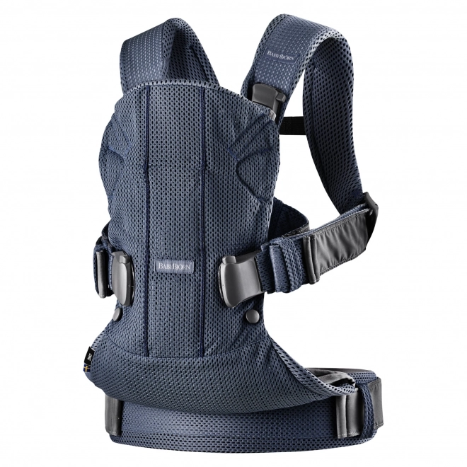 BABYBJÖRN ONE AIR - Babytrage, dunkelblau + Lätzchen für ergonomische Trage One – Blau