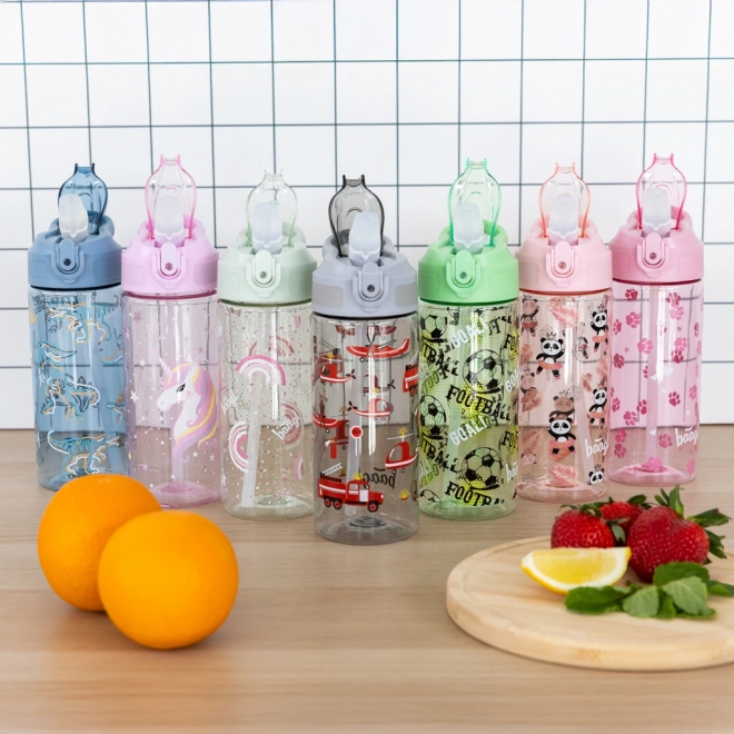 Tritan Trinkflasche mit Strohhalm Rainbow Unicorn 500 ml