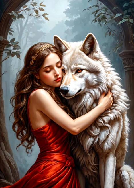 Puzzle Dame und Wolf 1000 Teile