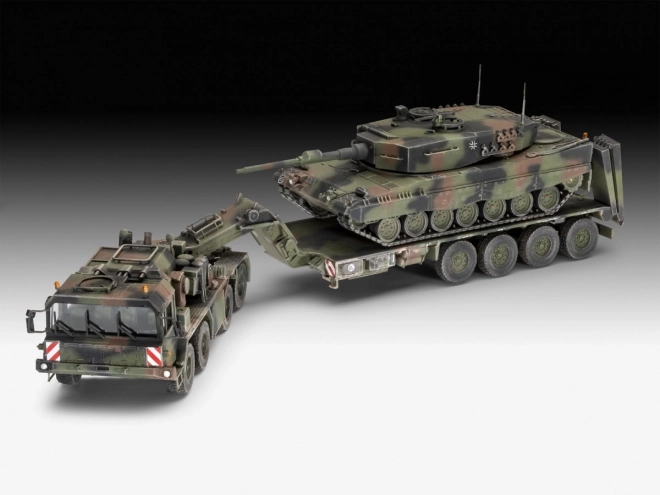 Schwertransporter SLT 50-3 Elefant mit Panzer Leopard 2A4 Modellbausatz