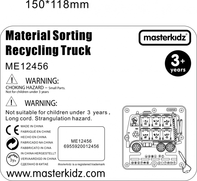 Masterkidz Magnettafel Abfalltrennung Recycling LKW Montessori