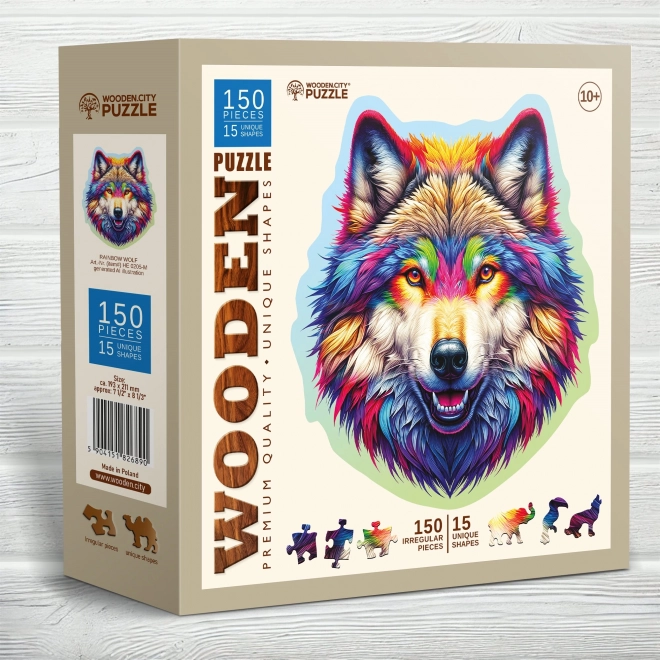 Holz Puzzle Regenbogen Wolf 150 Teile