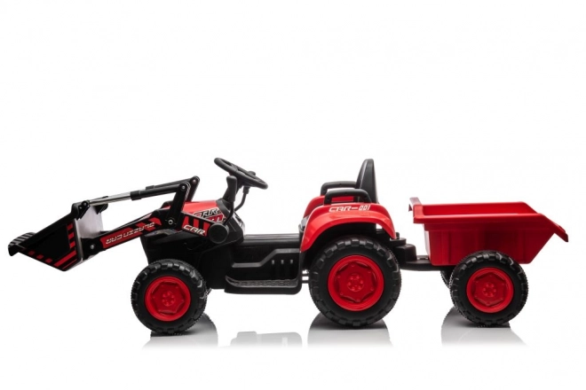 Kinderroter Traktor mit wiederaufladbarem Akku und Löffel
