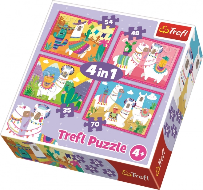 Puzzle Lustige Lamas 4-in-1 Set