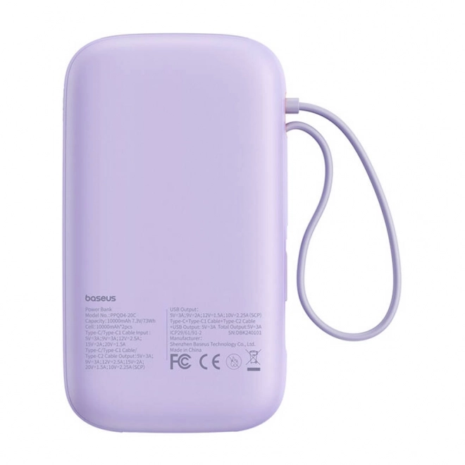 Baseus QPow tragbare Powerbank 20000mAh 30W lila