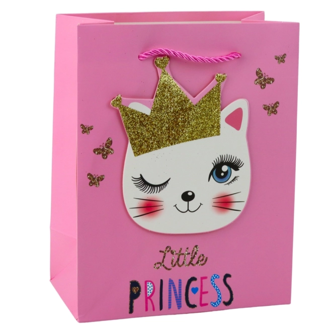 Geschenktasche Katzen rosa mit Glitzer