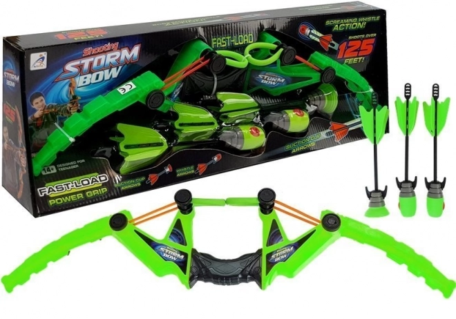 Grüner Sportbogen Set mit 3 Pfeilen 58 cm