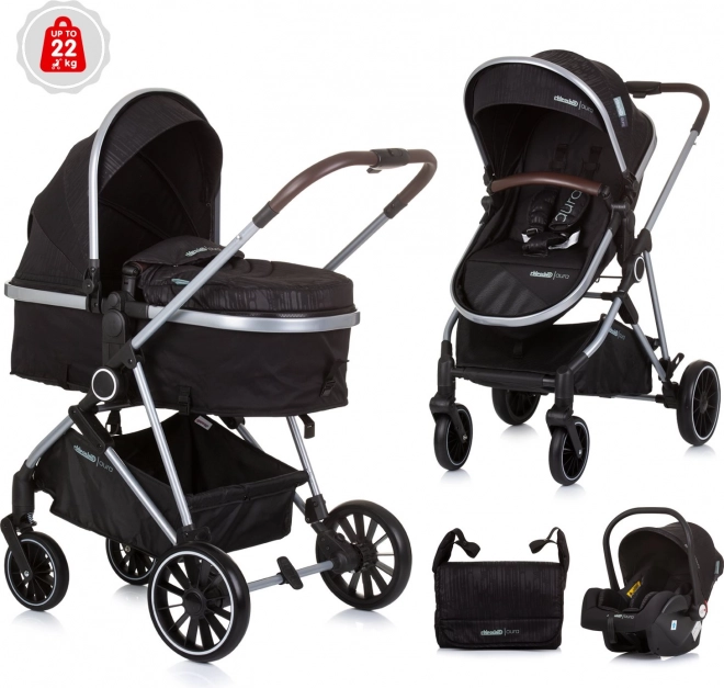 Chipolino Kombikinderwagen Aura 2 in 1 Obsidian Silber