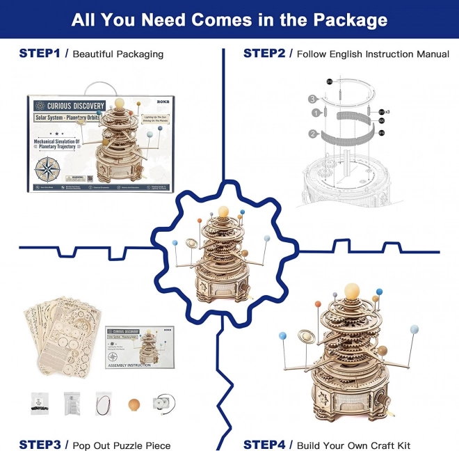 Rokr 3D Holzpuzzle Sonnensystem - Mechanische Planetarium