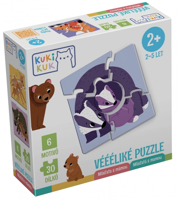 KukiKuk Großes Puzzle Tiere mit Jungen