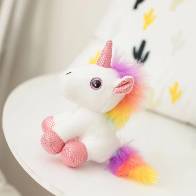 Plüsch Einhorn Anhänger mit Metallring weiß 12cm