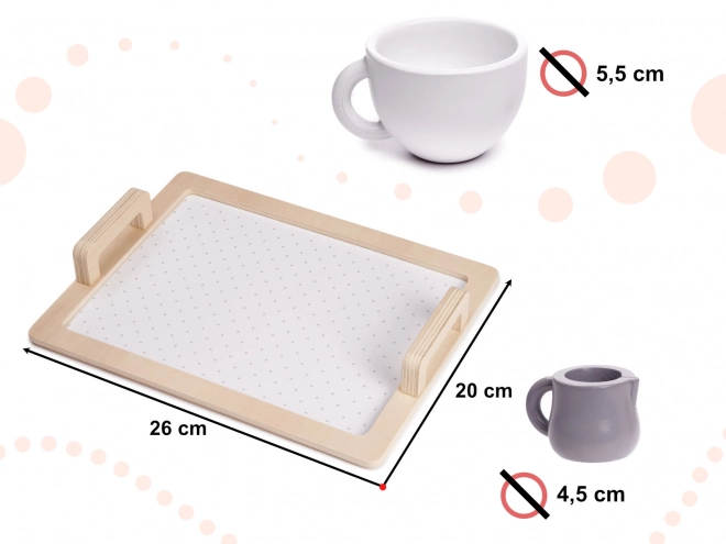 Holz Kaffeeservice Set für Kinder mit Tablett und Tassen