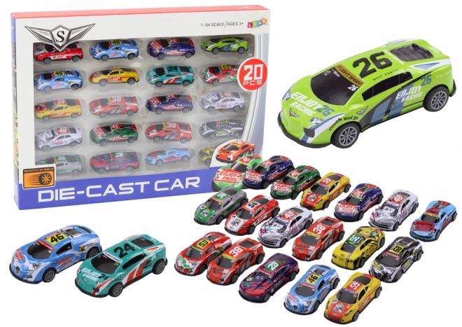 Set mit Rennsport-Spielzeugautos im Maßstab 1:64